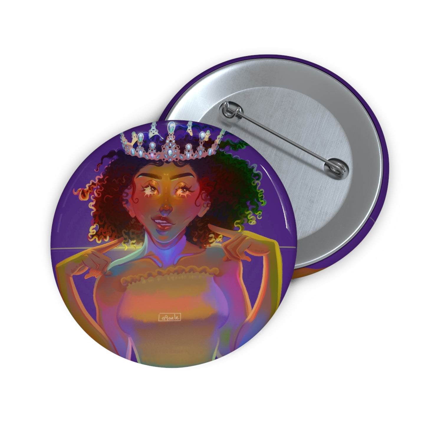 Melanated SLP Queen Button Pin