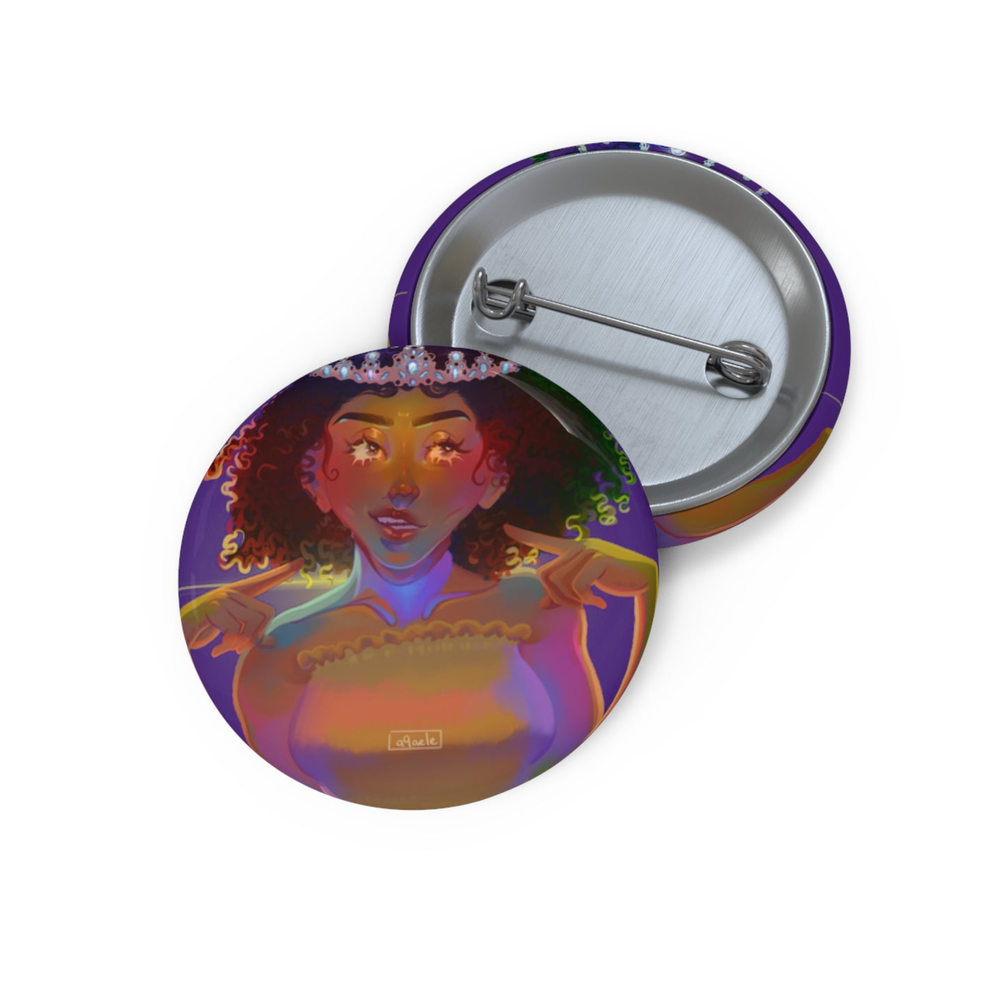 Melanated SLP Queen Button Pin
