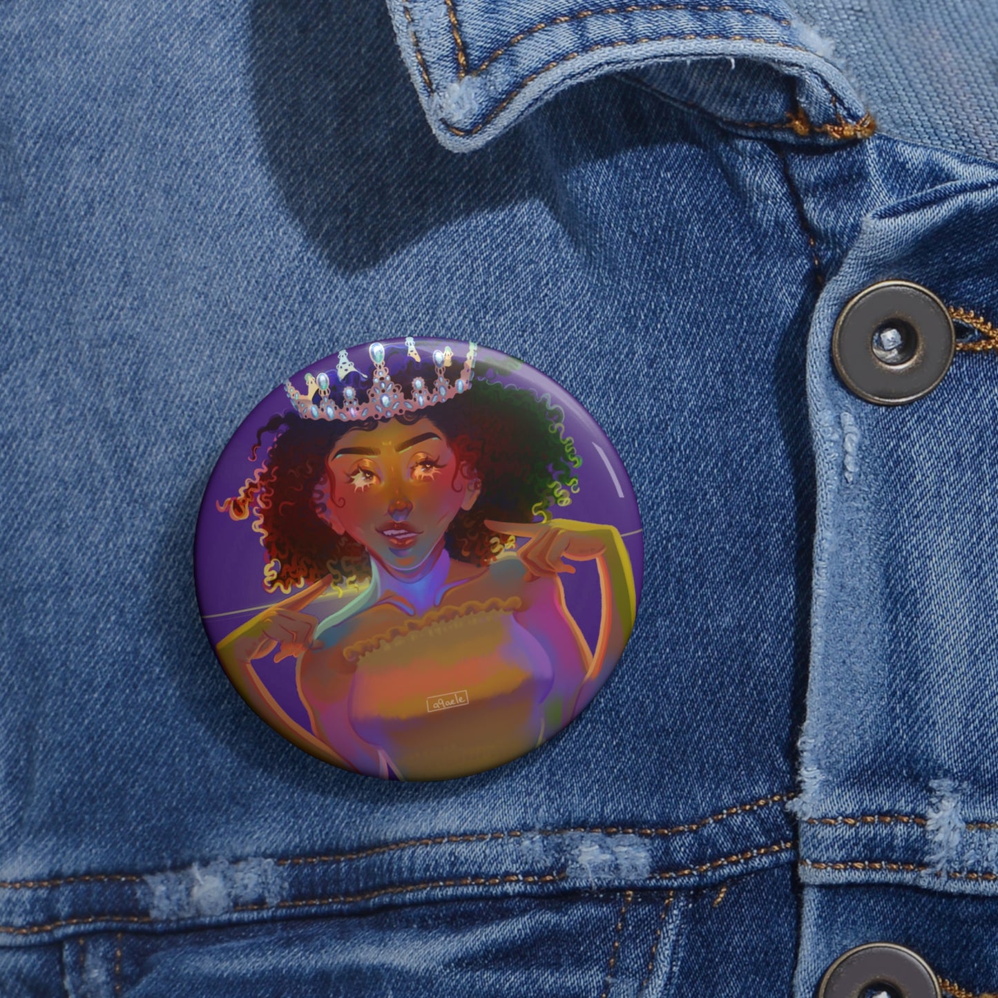 Melanated SLP Queen Button Pin