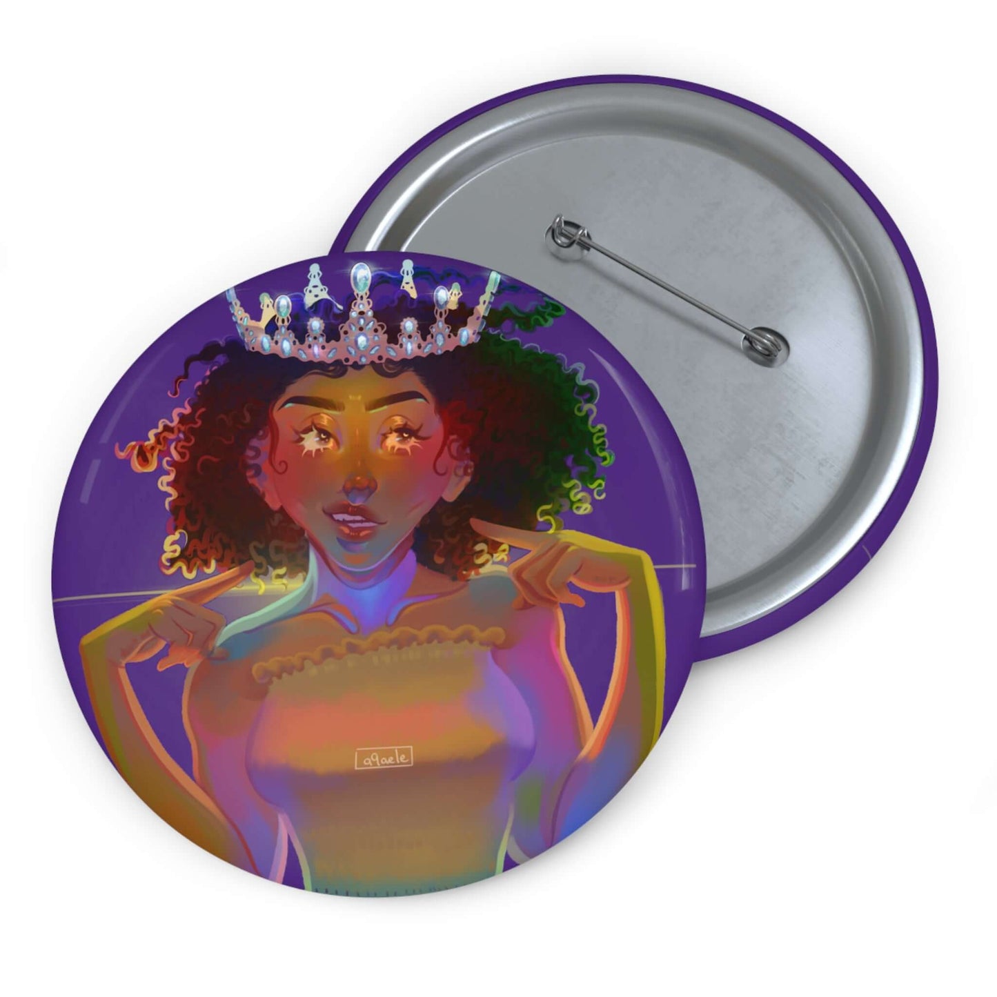 Melanated SLP Queen Button Pin
